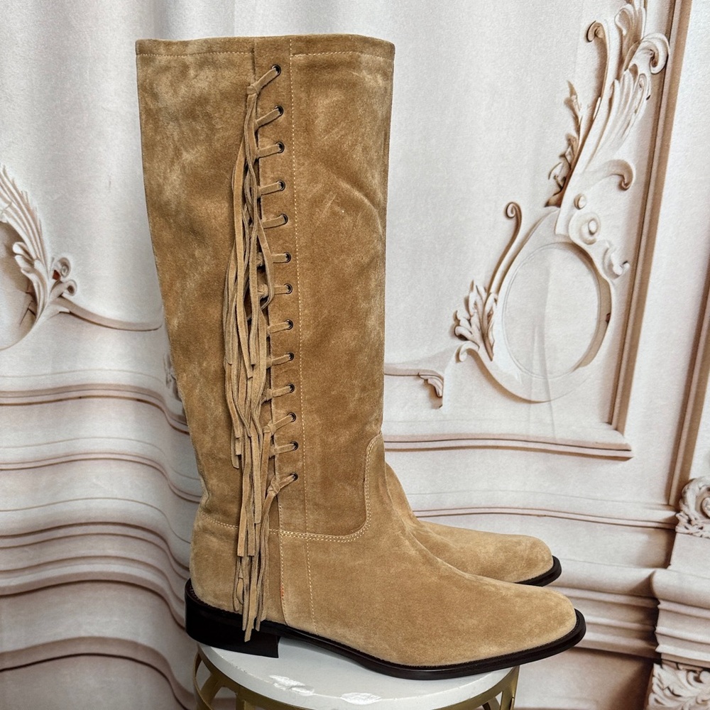 Coach Camel Suede  Knee Boots - Picture 2 of 8
